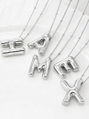 Plunder Design Silver Tone Balloon Letter Pendant Necklace Initials
